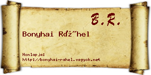 Bonyhai Ráhel névjegykártya